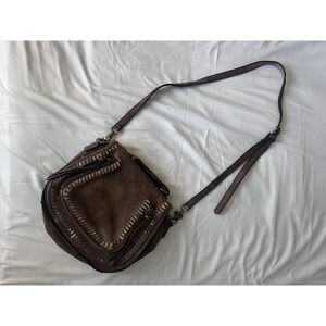 Madison West Women's Faux Leather Brown Saddle Bag‎ Purse with Adjustable Strap